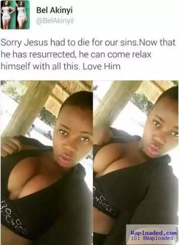 Gosh!! Kenyan Woman Flaunts Her Br*ast, And Wrote This About Jesus Christ [See Photos & Tweets]